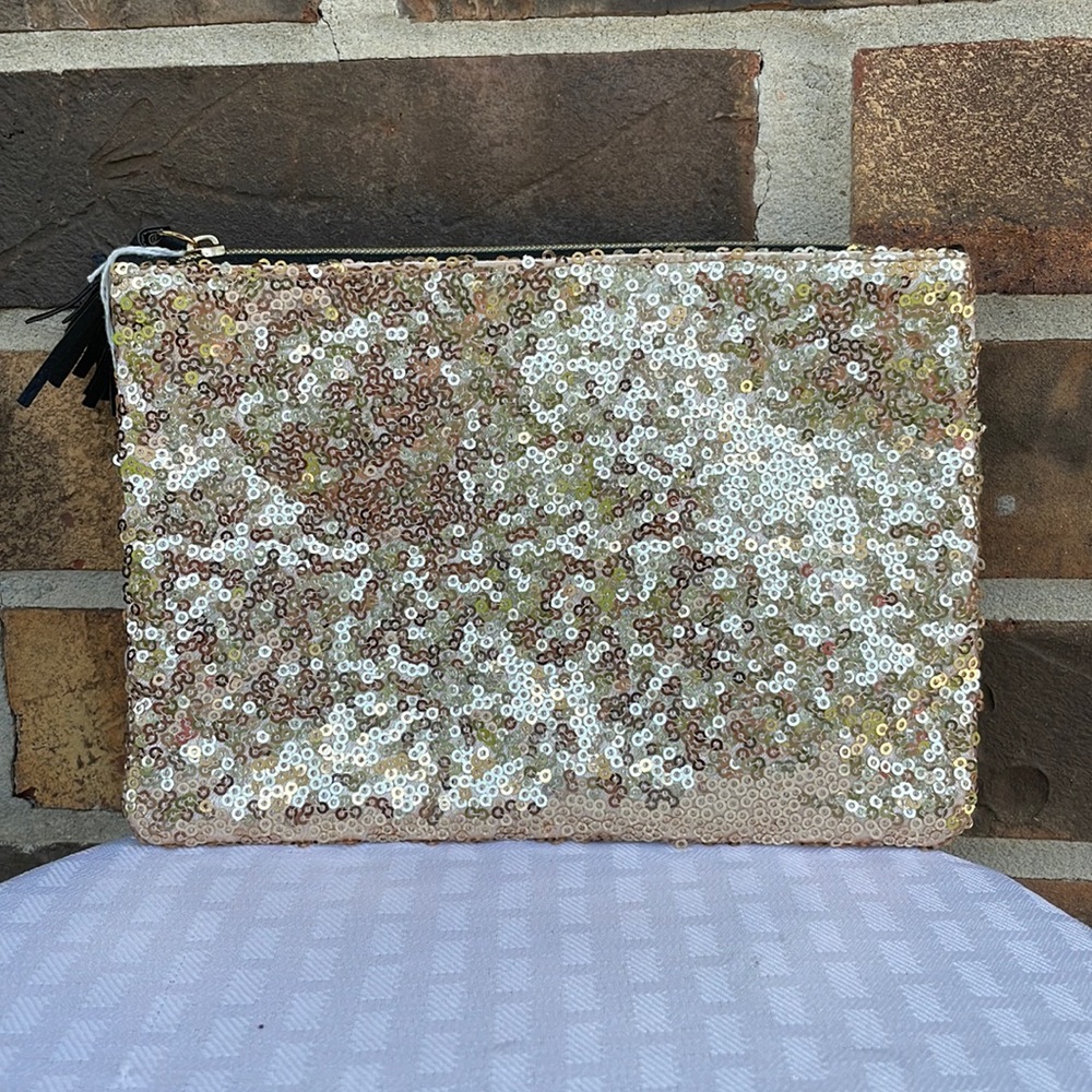 Ipsy Golden Sequin Makeup Travel Bag